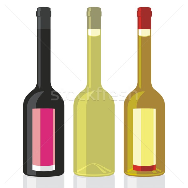 Stock photo: vector illustration of classic shape vinegar and olive oil bottles