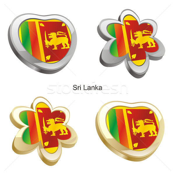 Stock fotó: Sri · Lanka · zászló · szív · virág · forma · szerkeszthető