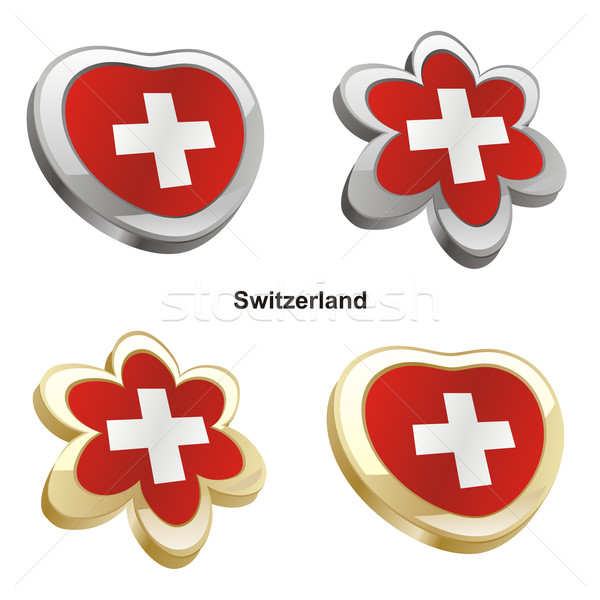 Stock fotó: Svájc · zászló · szív · virág · forma · szerkeszthető