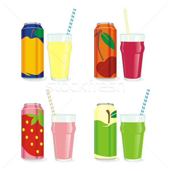 isolated juice cans and glasses Stock photo © PilgrimArtworks