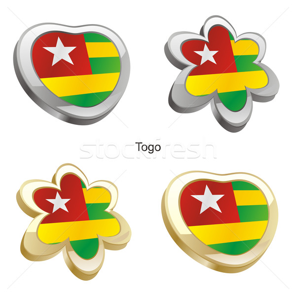 Stock fotó: Togo · zászló · szív · virág · forma · szerkeszthető