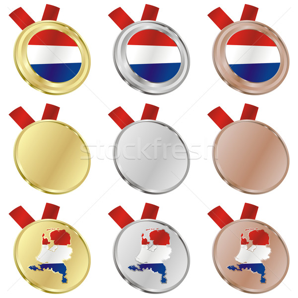 ストックフォト: オランダ · ベクトル · フラグ · 金メダル
