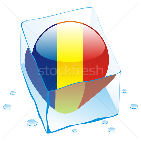 Csád gomb zászló fagyott jégkocka szerkeszthető Stock fotó © PilgrimArtworks