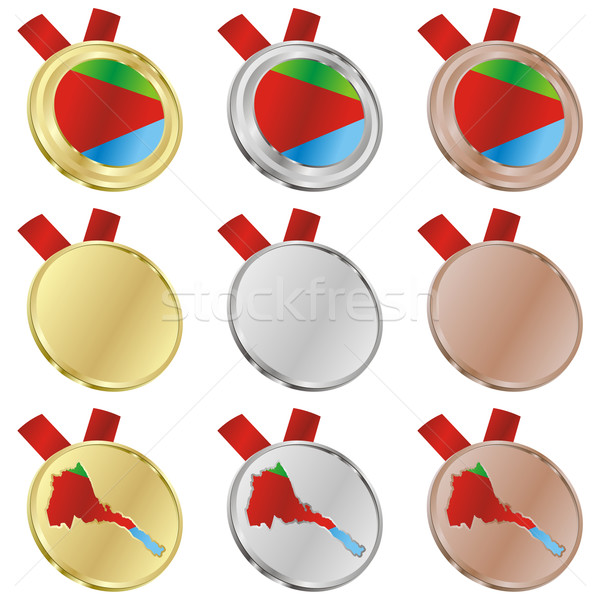 eritrea vector flag in medal shapes Stock photo © PilgrimArtworks