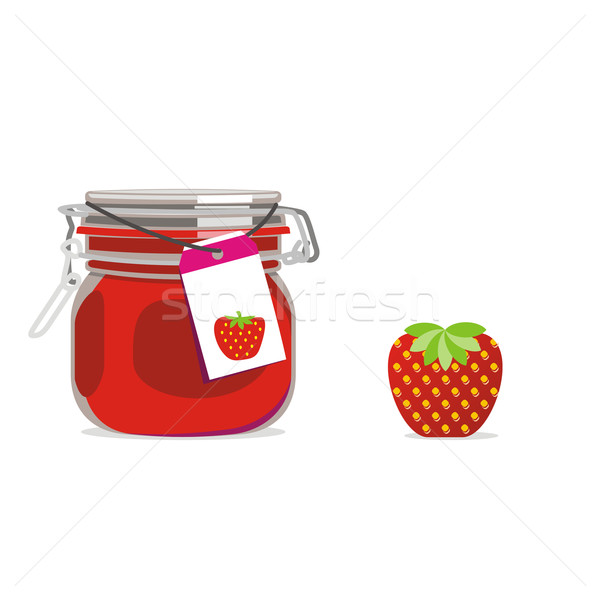 Stockfoto: Geïsoleerd · jam · jar · vruchten · glas