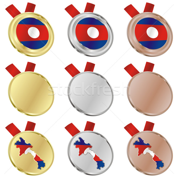 laos vector flag in medal shapes Stock photo © PilgrimArtworks