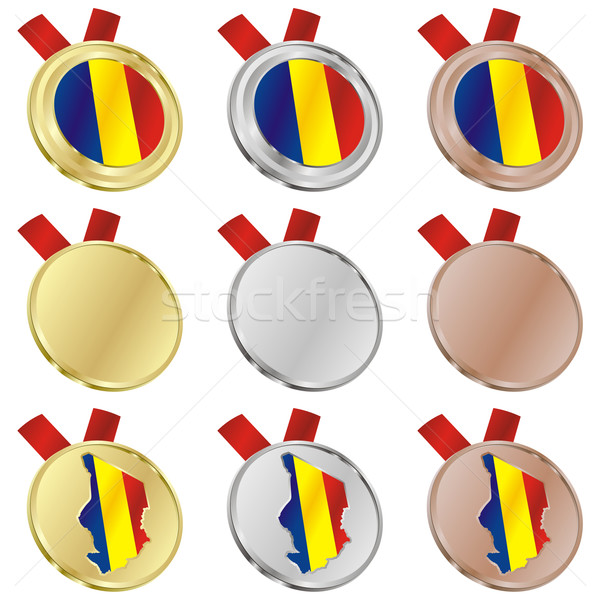 Chade vetor bandeira medalha formas Foto stock © PilgrimArtworks