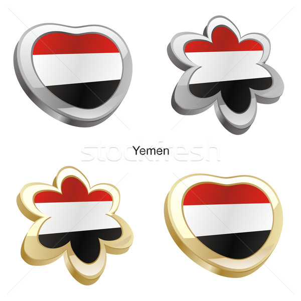 Jemen Flagge Herz Blume Form editierbar Stock foto © PilgrimArtworks