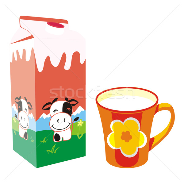 isolated milk carton box and mug Stock photo © PilgrimArtworks