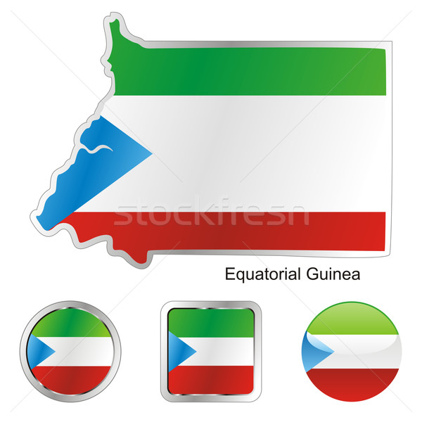 Foto stock: Guinea · Ecuatorial · mapa · botones · de · internet · forma · bandera