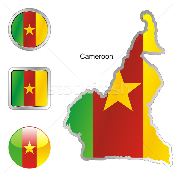 Stok fotoğraf: Harita · İnternet · düğmeler · düzenlenebilir · bayrak · Kamerun · renk