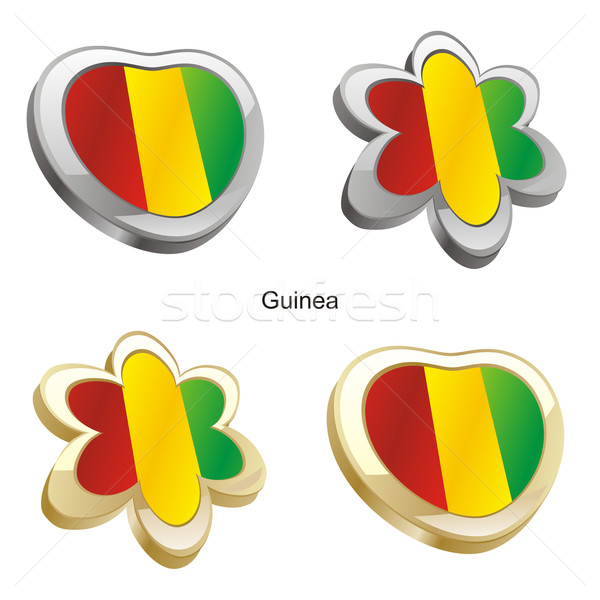 guinea flag in heart and flower shape Stock photo © PilgrimArtworks
