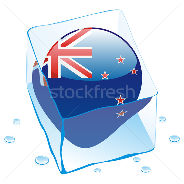 new zealand button flag frozen in ice cube Stock photo © PilgrimArtworks