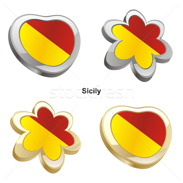 sicily flag in heart and flower shape Stock photo © PilgrimArtworks
