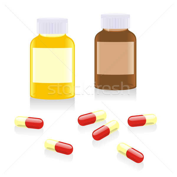 Izolált fájdalomcsillapító tabletták üvegek szerkeszthető Stock fotó © PilgrimArtworks