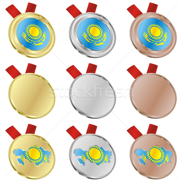 kazakhstan vector flag in medal shapes Stock photo © PilgrimArtworks