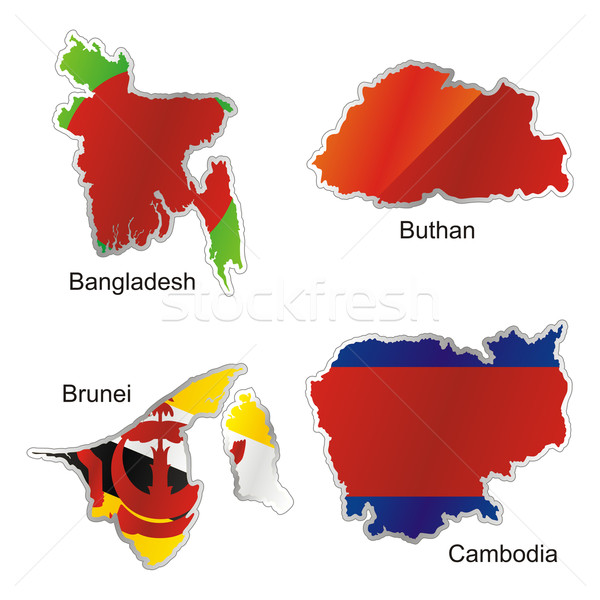 isolated asian flags in map shape Stock photo © PilgrimArtworks