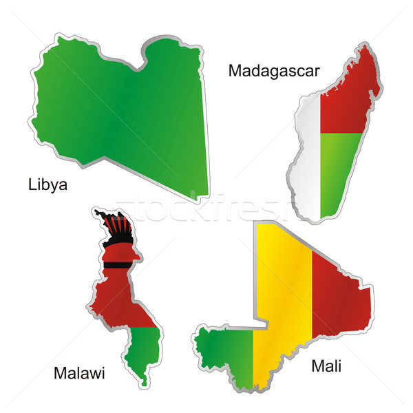 Isolado africano bandeiras mapa forma Foto stock © PilgrimArtworks