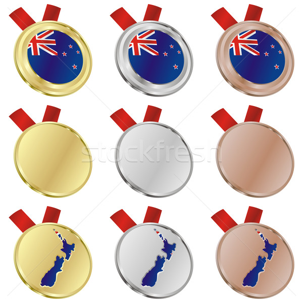 Foto stock: Nueva · Zelandia · vector · bandera · medalla · formas