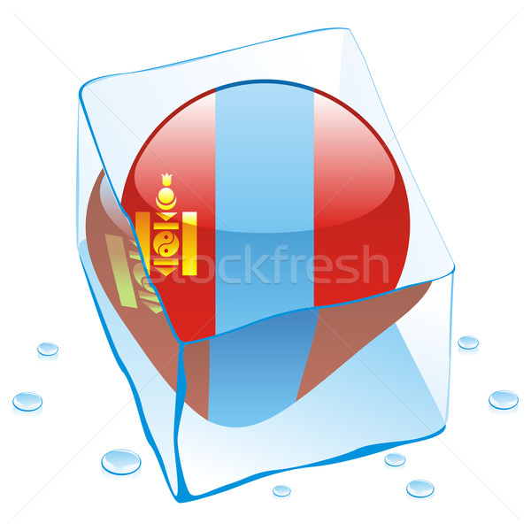 mongolia button flag frozen in ice cube Stock photo © PilgrimArtworks