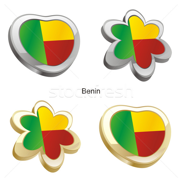 Stock fotó: Benin · zászló · szív · virág · forma · szerkeszthető