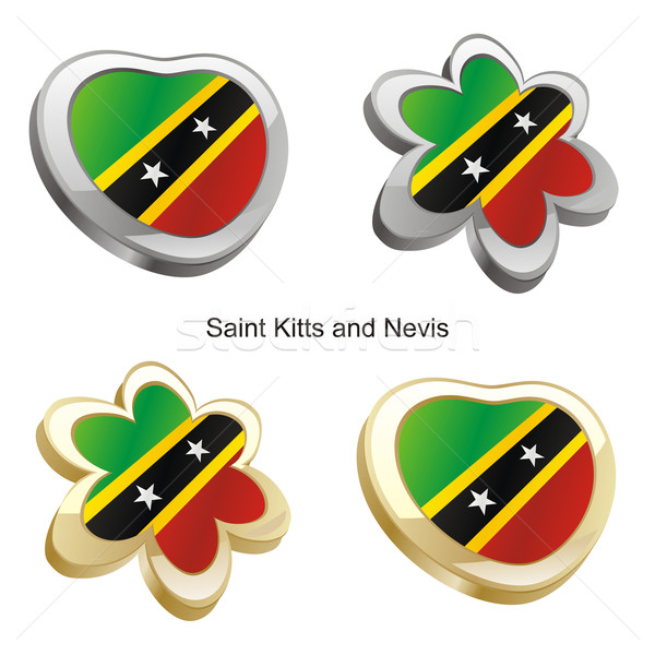saint kitts and nevis flag in heart and flower shape Stock photo © PilgrimArtworks
