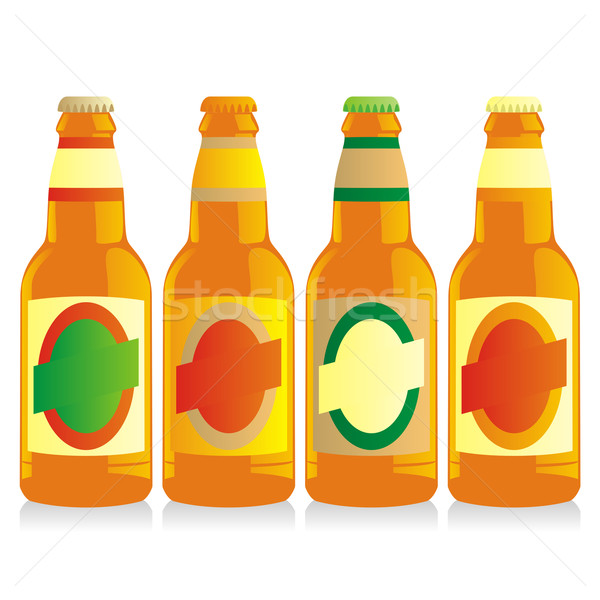 Foto stock: Cerveza · botellas · aislado · playa · vino