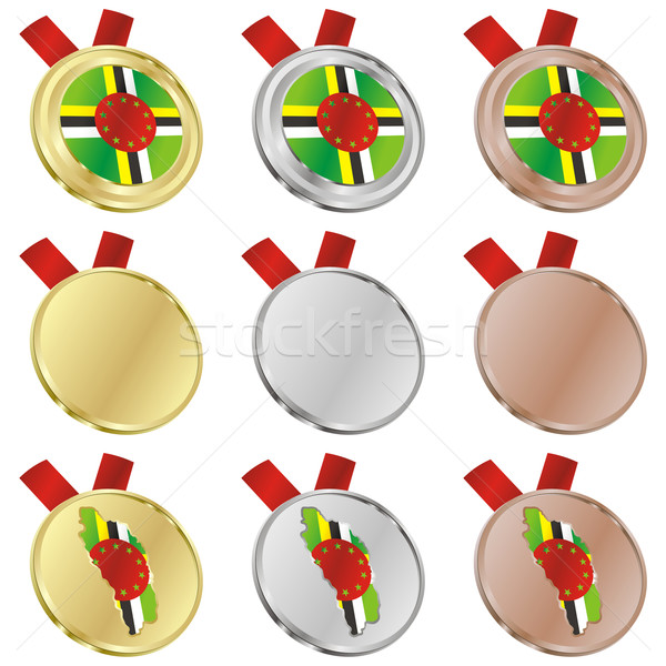 Zdjęcia stock: Dominika · wektora · banderą · medal