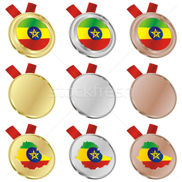 Stockfoto: Ethiopië · vector · vlag · medaille