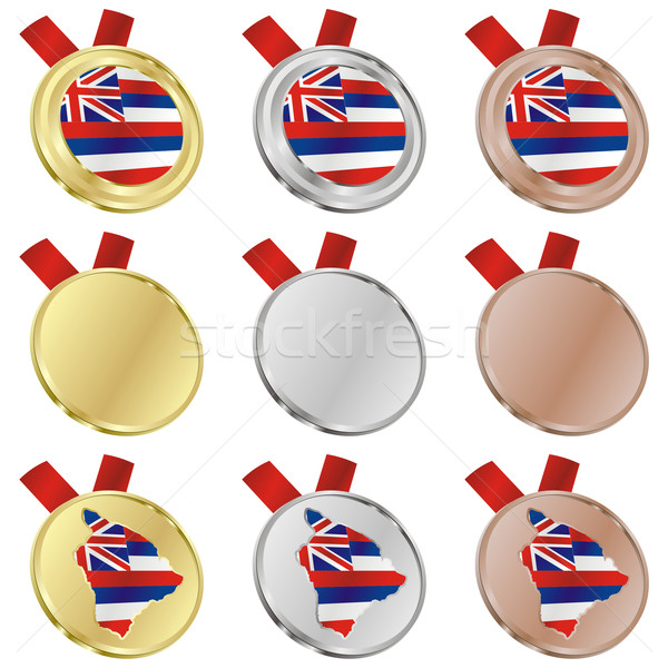 Hawaii Vektor Flagge Medaille Formen editierbar Stock foto © PilgrimArtworks