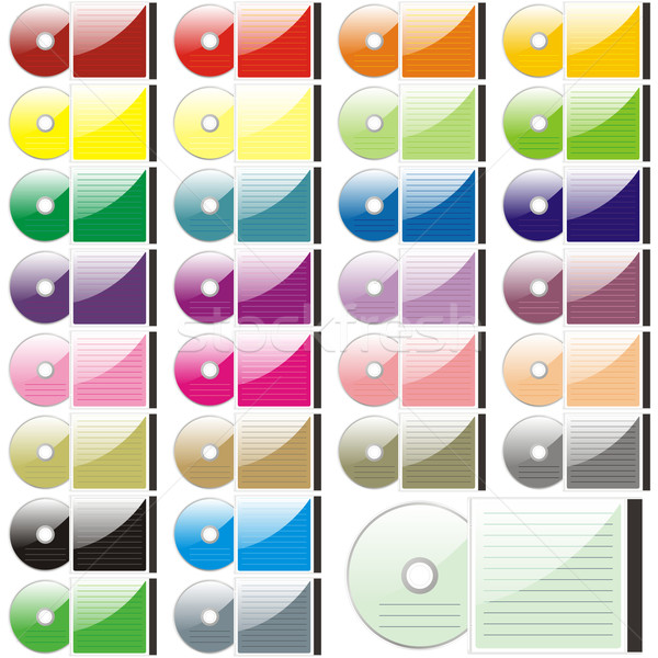 Stock photo: twenty-five colored CDs and cases