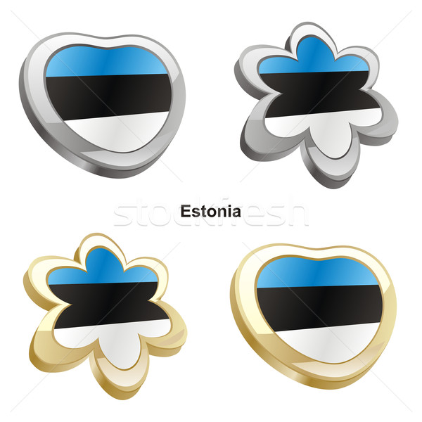 Stock fotó: Észtország · zászló · szív · virág · forma · szerkeszthető