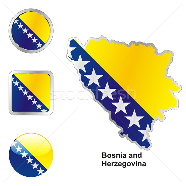 flag of bosnia and herzegovina in map and web buttons shapes Stock photo © PilgrimArtworks