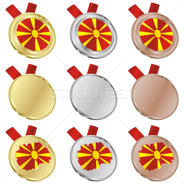 Stock foto: Mazedonien · Vektor · Flagge · Medaille · Formen · editierbar