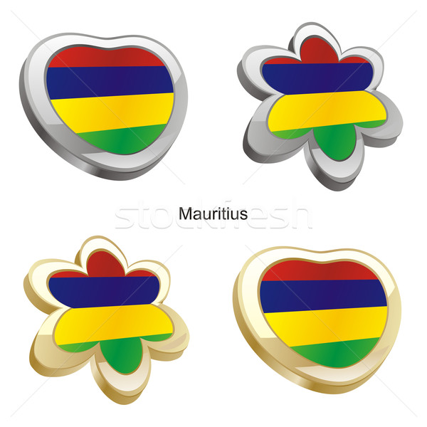 mauritius flag in heart and flower shape Stock photo © PilgrimArtworks