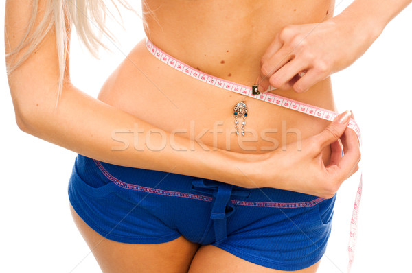 Woman is measuring her waist Stock photo © Pilgrimego