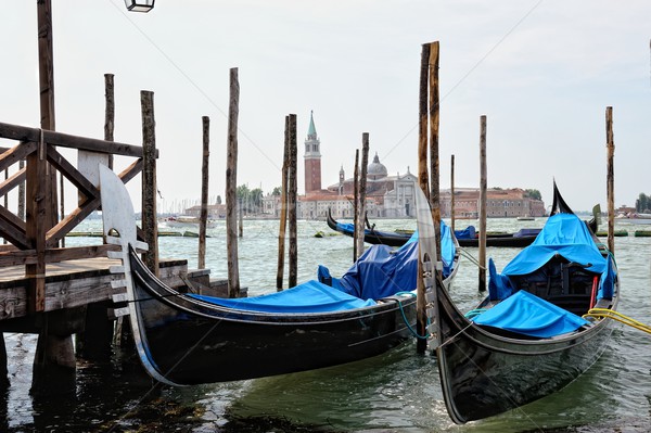 View to the gondolas and boats berth  in Venice. Stock photo © Pilgrimego