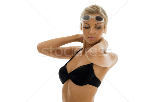 sportwoman in swimsuit with swimming goggles Stock photo © Pilgrimego