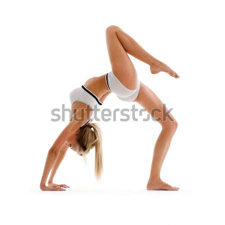 Beautiful blonde is making exercises Stock photo © Pilgrimego