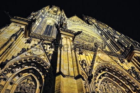 Prague. St. Vitus cathedral in darkness. Stock photo © Pilgrimego