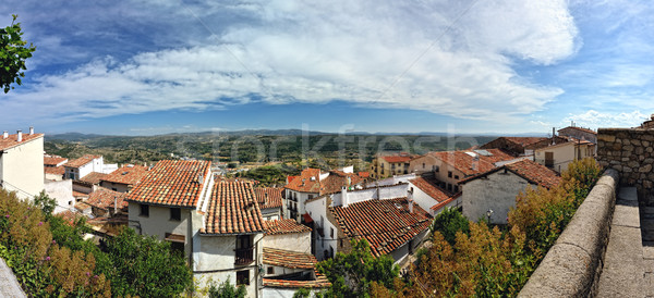 Small spanish town with mountain view. Morella in Span. Panorama Stock photo © Pilgrimego