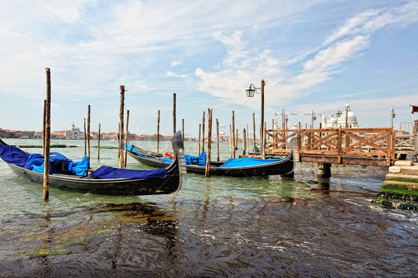 View to the gondolas and boats berth  in Venice. Stock photo © Pilgrimego