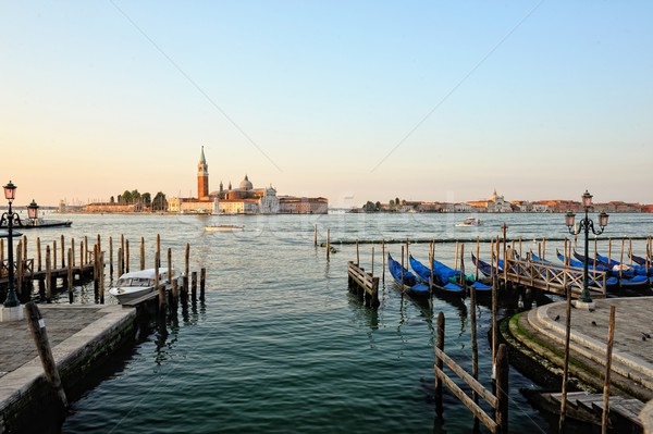 View to the gondolas and boats berth  in Venice. Stock photo © Pilgrimego