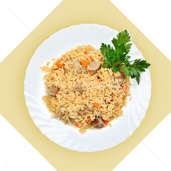 Naczyń ryżu biały tablicy odizolowany Zdjęcia stock © Pilgrimego