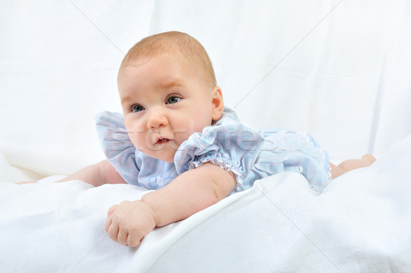 Stockfoto: Portret · mooie · witte · maanden · baby · kind