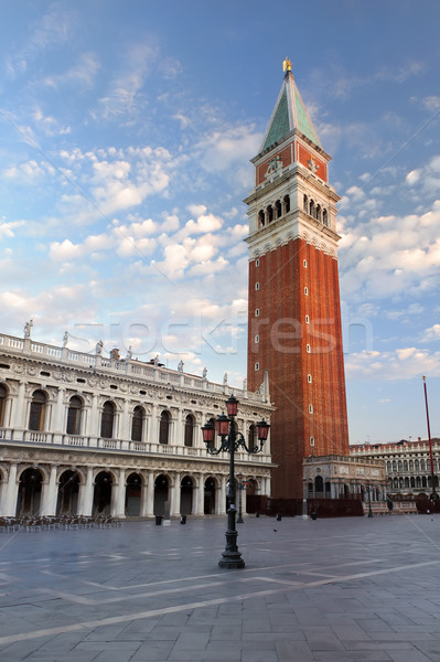 Venedig Platz Glocke Turm Morgen Zeit Stock foto © Pilgrimego