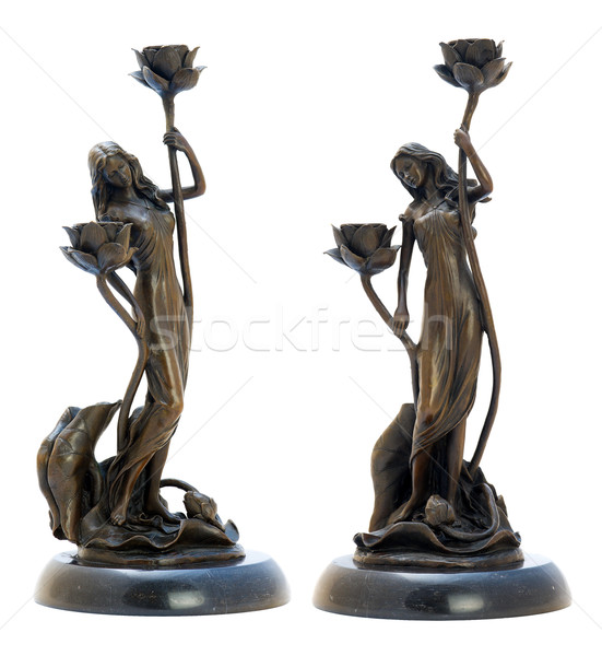 Antique bromze candelabrum with woman's figurine. Stock photo © Pilgrimego