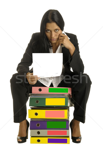 woman is sitting on the binders and reading Stock photo © Pilgrimego
