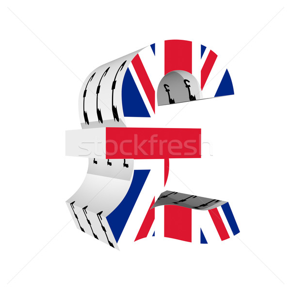 Stock photo: Poind symbol with UK flag 3D isolated on white background