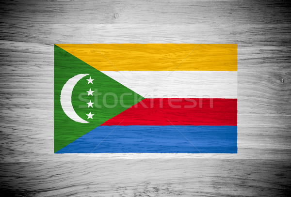 Stock photo: Comoros flag on wood texture